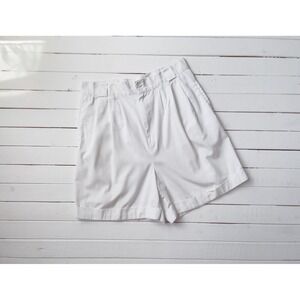 high waisted shorts 90s vintage white cotton‎ pleated shorts